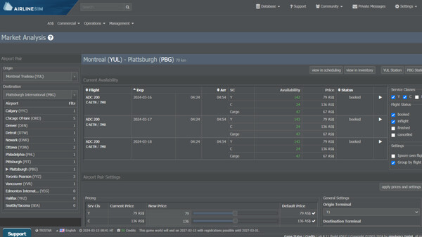 AirlineSim gameplay screenshot