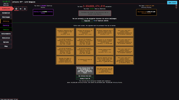 Antimatter Dimensions gameplay screenshot