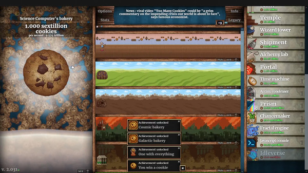 Cookie Clicker gameplay screenshot