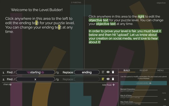 Copy Editor: A RegEx Puzzle gameplay screenshot