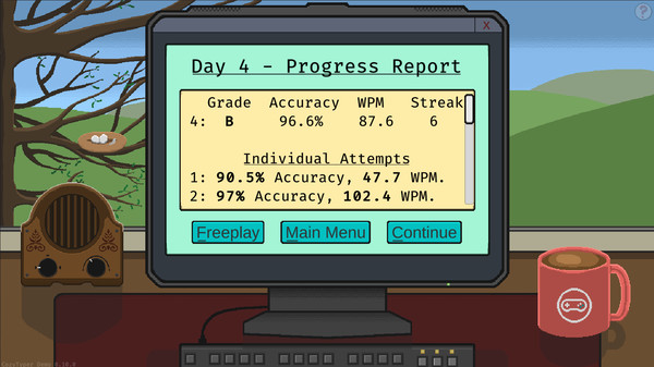 CozyTyper gameplay screenshot