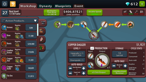 Crafting Idle Clicker gameplay screenshot