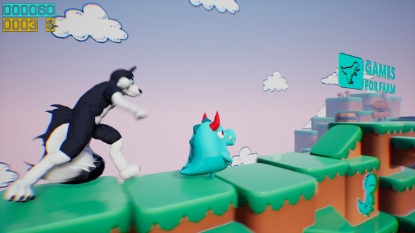 Dino running from a FURRY: GAMESFORFARM gameplay screenshot