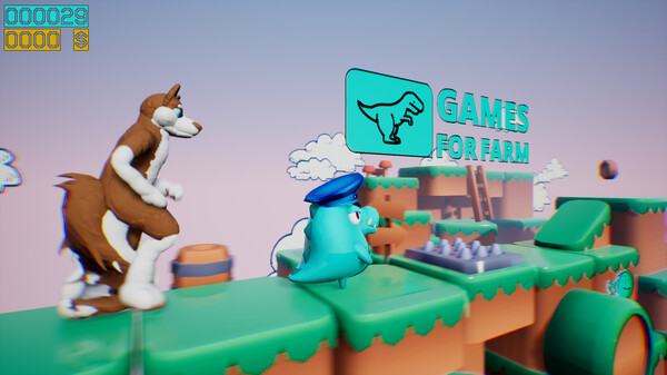 Dino running from a FURRY: GAMESFORFARM gameplay screenshot