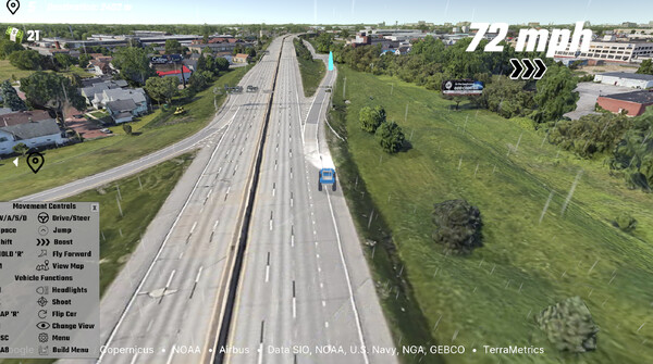 EarthKart: Google Maps Driving Simulator gameplay screenshot