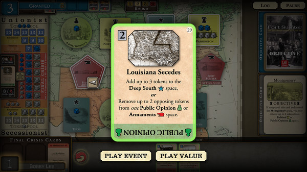 Fort Sumter: The Secession Crisis gameplay screenshot