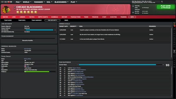 Franchise Hockey Manager 11 gameplay screenshot