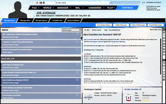 Franchise Hockey Manager 5 gameplay screenshot