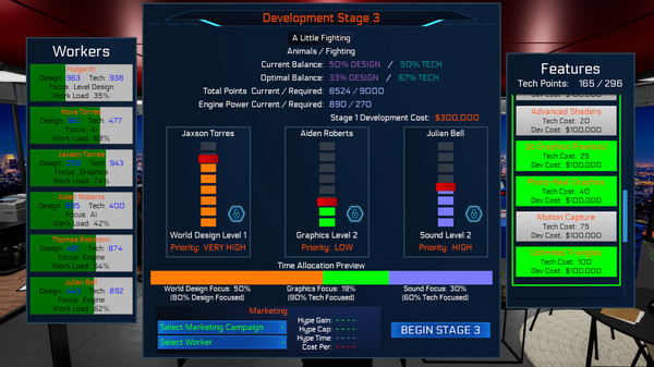 Game Dev Masters gameplay screenshot