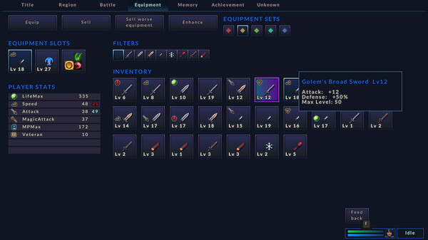 Generic RPG Idle gameplay screenshot