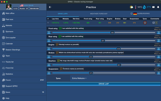 GPRO - Classic racing manager gameplay screenshot