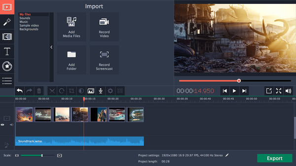 Movavi Video Editor 14 Plus gameplay screenshot