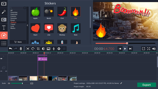 Movavi Video Editor 14 Plus gameplay screenshot