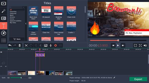 Movavi Video Editor 14 Plus gameplay screenshot