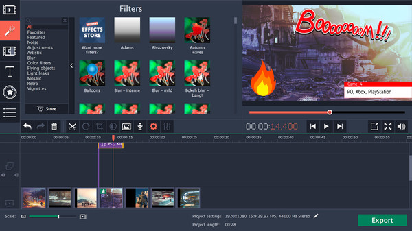 Movavi Video Editor 14 Plus gameplay screenshot