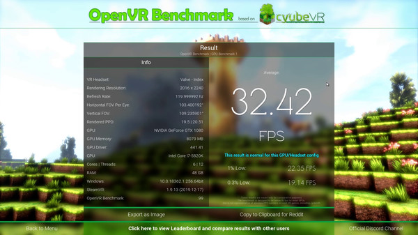 OpenVR Benchmark gameplay screenshot