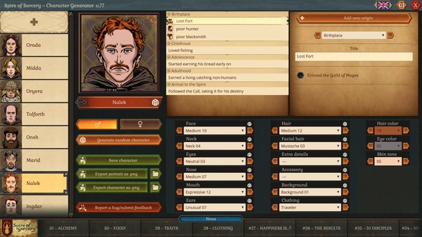 Spire of Sorcery – Character Generator gameplay screenshot