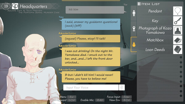 SQUARE ENIX AI Tech Preview: THE PORTOPIA SERIAL MURDER CASE gameplay screenshot