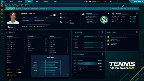 Tennis Manager 2021 gameplay screenshot