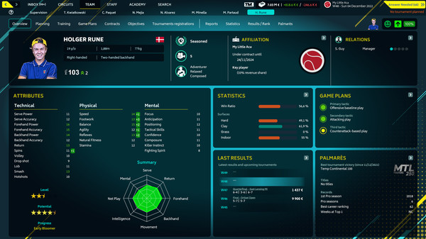 Tennis Manager 2022 gameplay screenshot