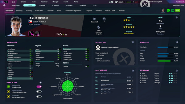 Tennis Manager 2024 gameplay screenshot