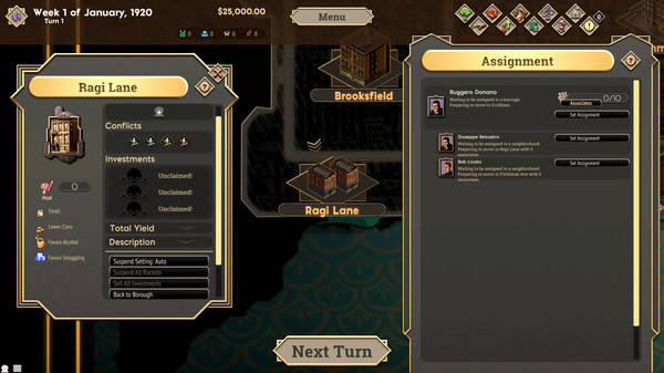 The Commission 1920: Organized Crime Grand Strategy gameplay screenshot