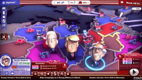 The Political Machine 2020 gameplay screenshot