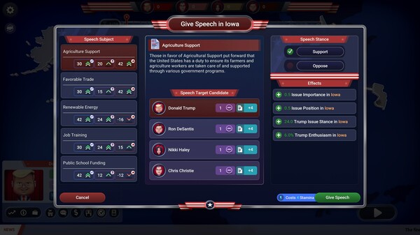 The Political Machine 2024 gameplay screenshot