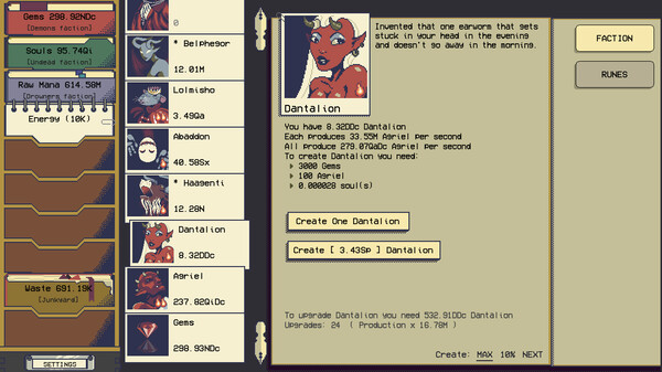 Underworld Idle gameplay screenshot