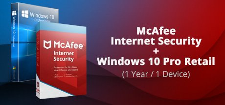 Windows 10 Professional RETAIL + McAfee Internet Security (1 YEAR / 1 DEVICE) cover